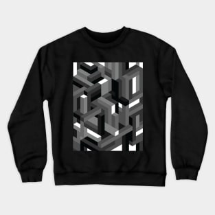 Black and White Isometric Maze Crewneck Sweatshirt